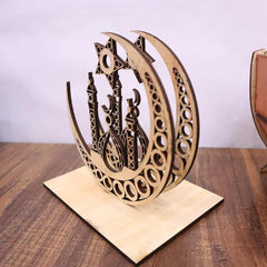 Cliths Crescent Moon Table Decor Islamic Ramadan & Eid Decoration Wooden Eid Mubarak Home Decor Gift for Muslims