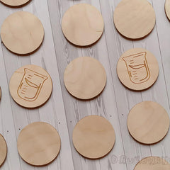 Cliths Science Themed Wooden Memory Game 26 Piece Educational Toy (13 Pairs) Montessori Learning Puzzle for Toddlers