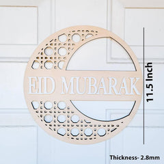 Cliths Eid Mubarak Door Hanger Sign Wooden Ramadan & Eid Decoration for Home Front Door Wall Festive Gift