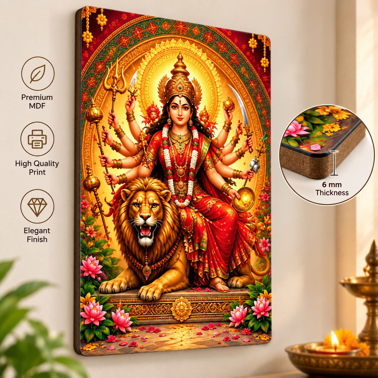 Maa Durga wall art for pooja room
