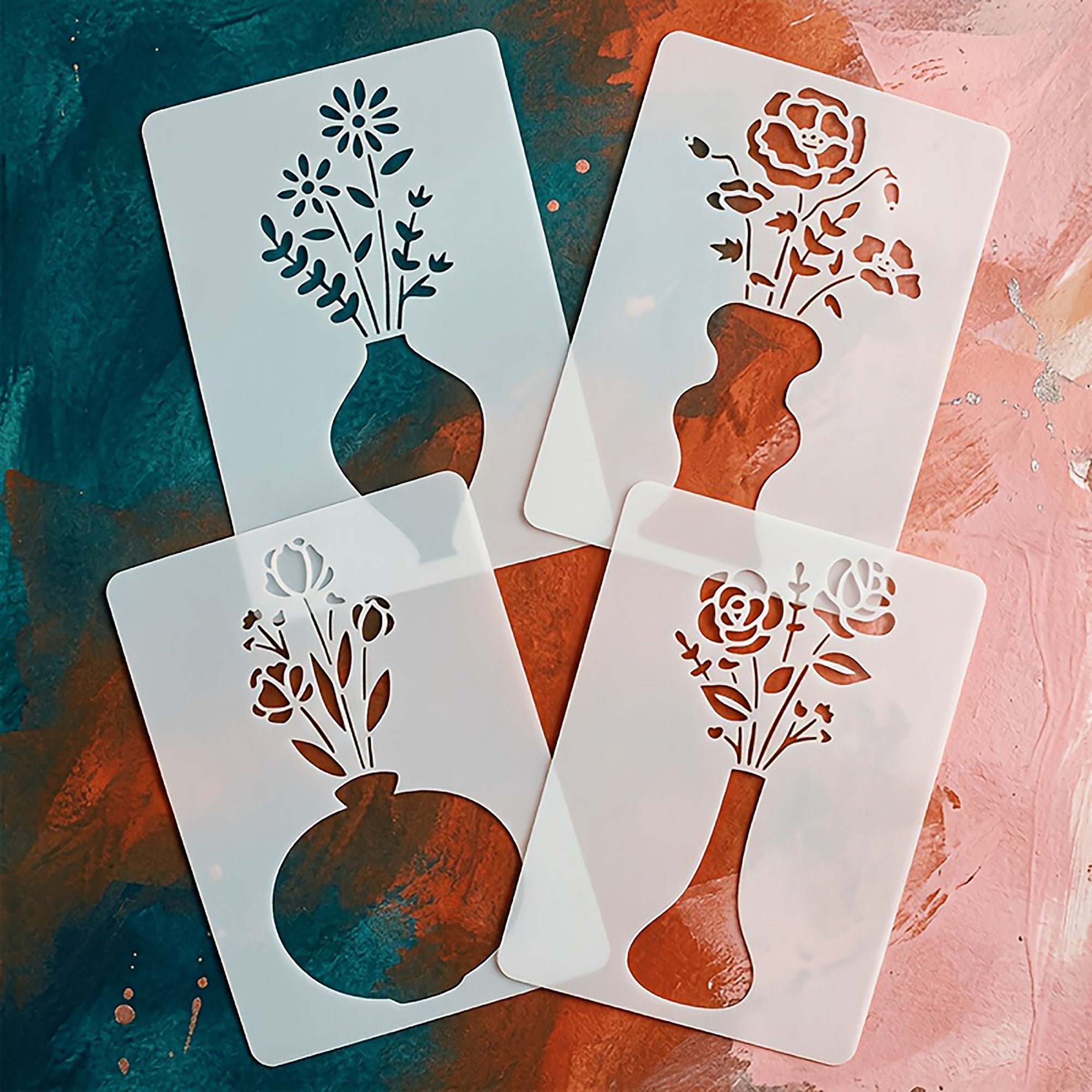 plant and flower stencil for glass painting