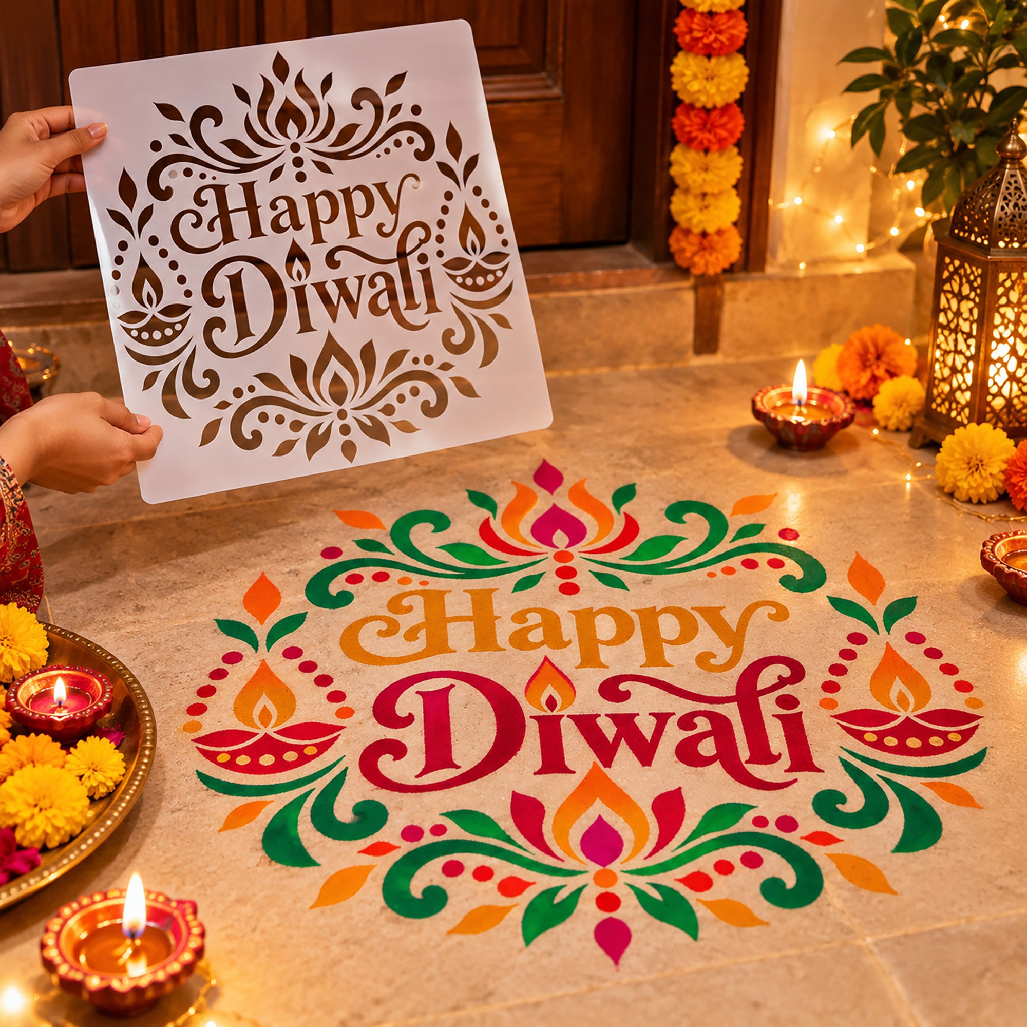 happy diwali plastic stencil