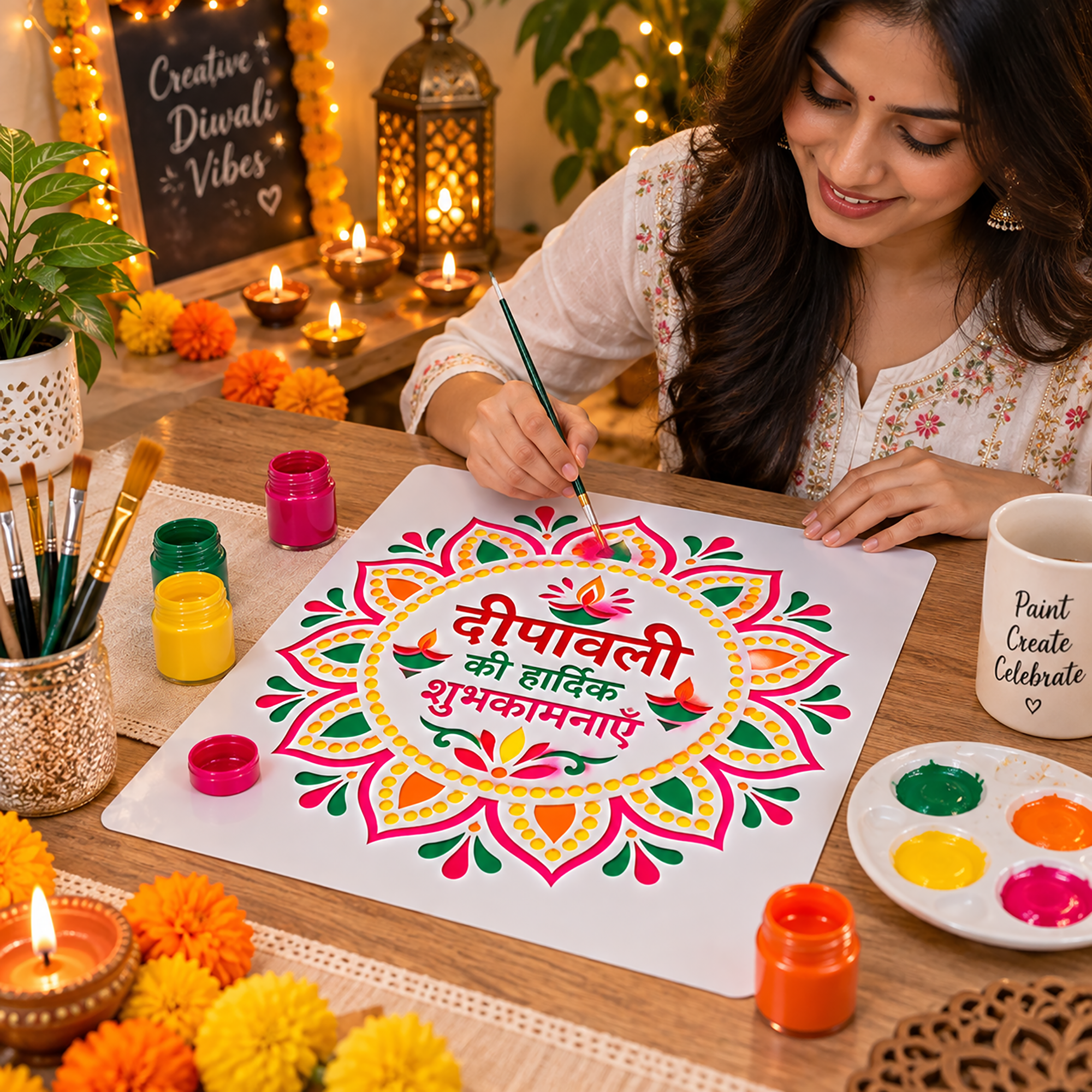 happy diwali rangoli template for home decoration