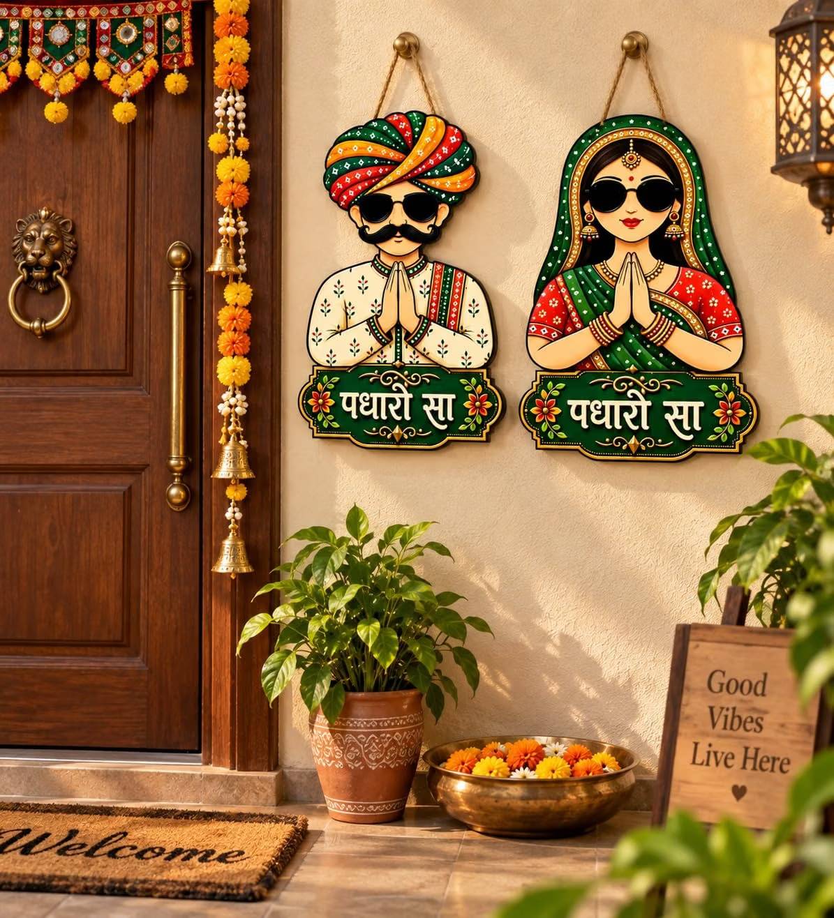 rajasthani welcome sign living room decor