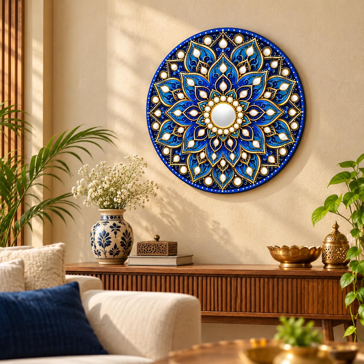 Blue Mandala Wall Decoration for Bedroom and Living Room