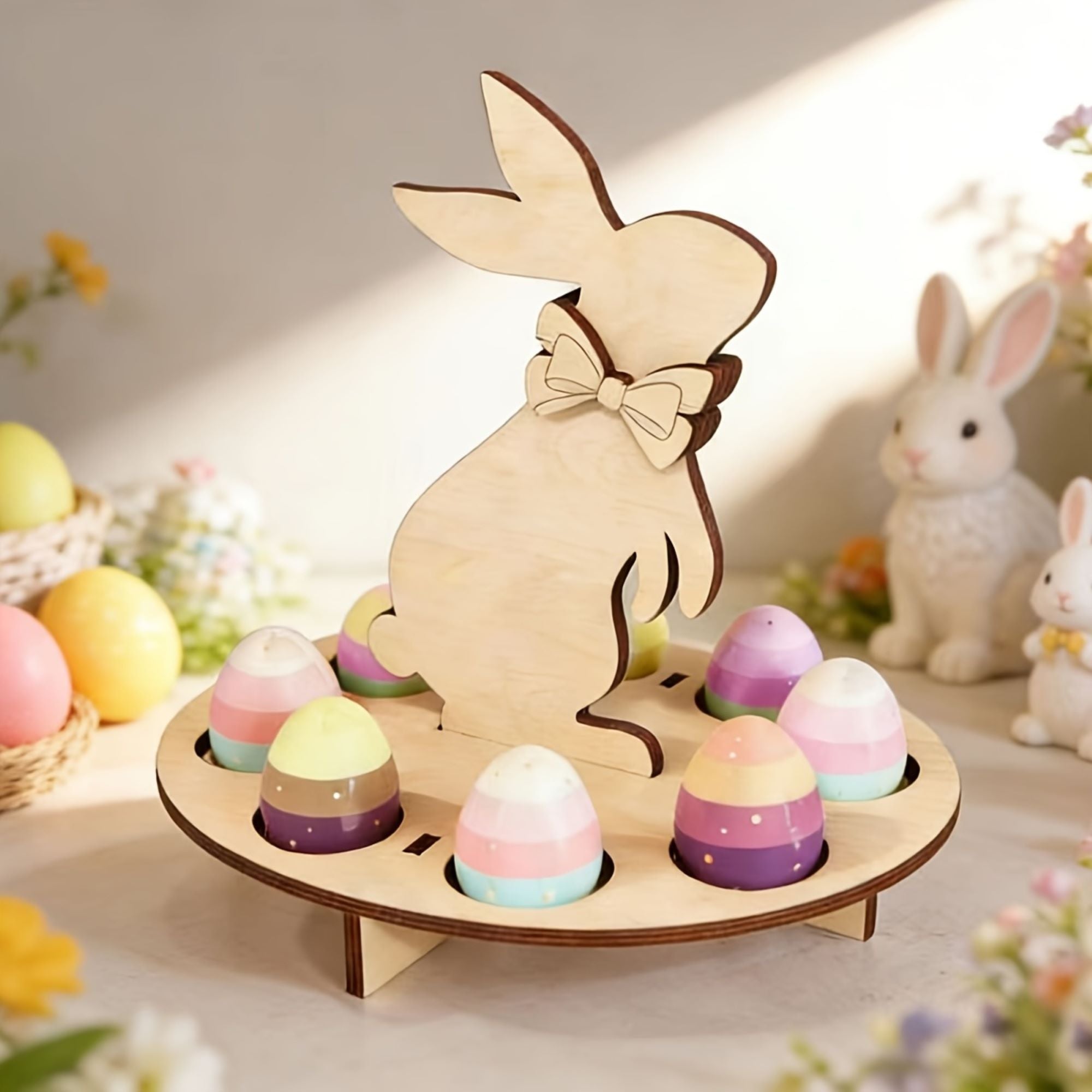 Wooden egg stand decoration