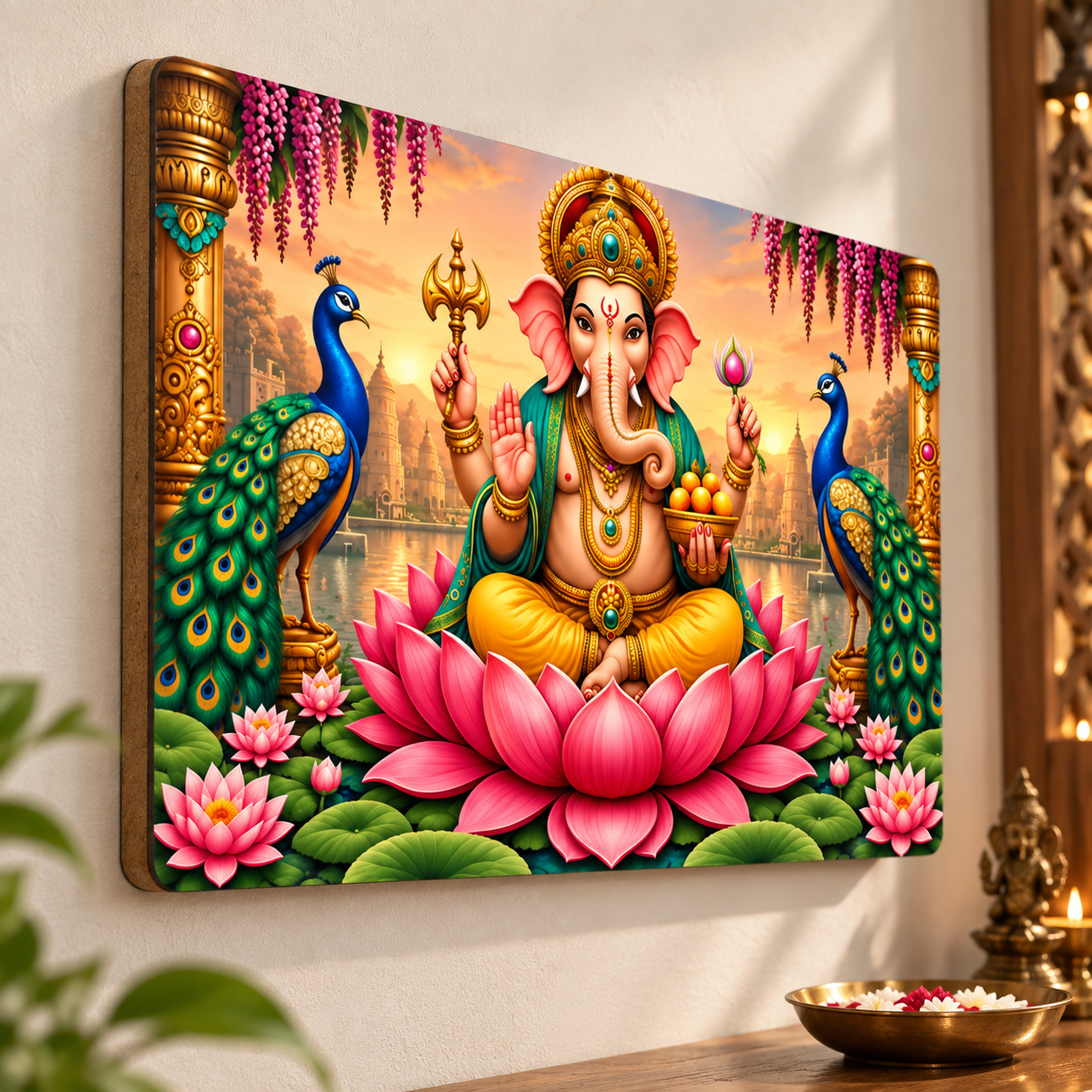 MDF Ganpati wall hanging for pooja room
