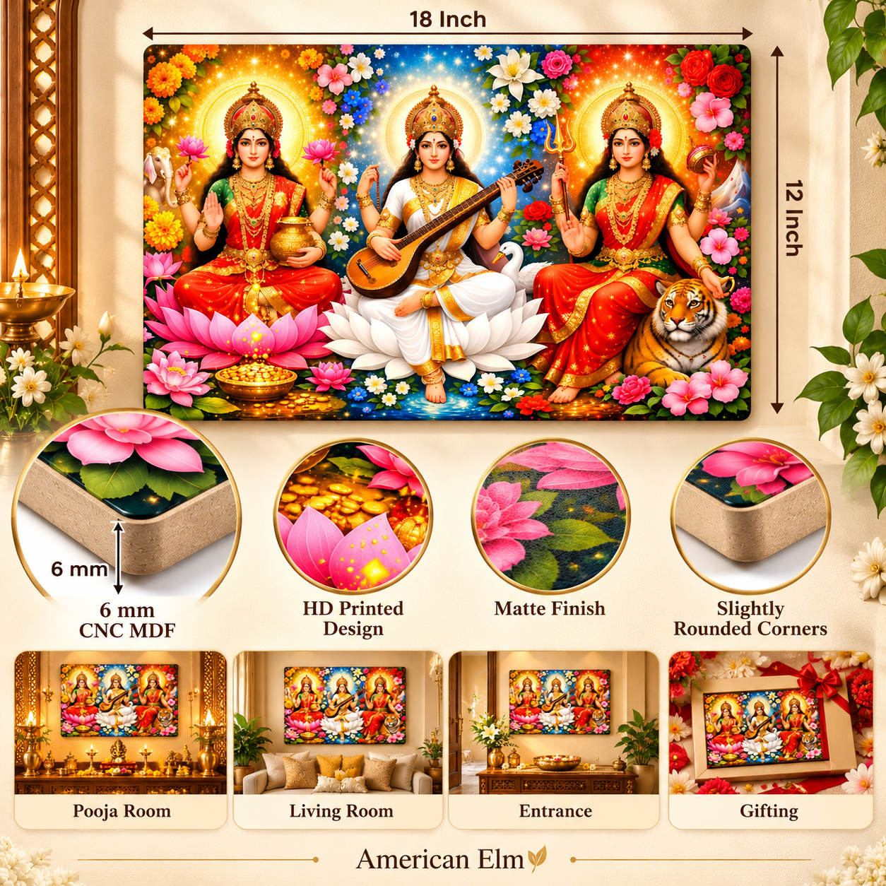 Hindu devotional wall hanging for home