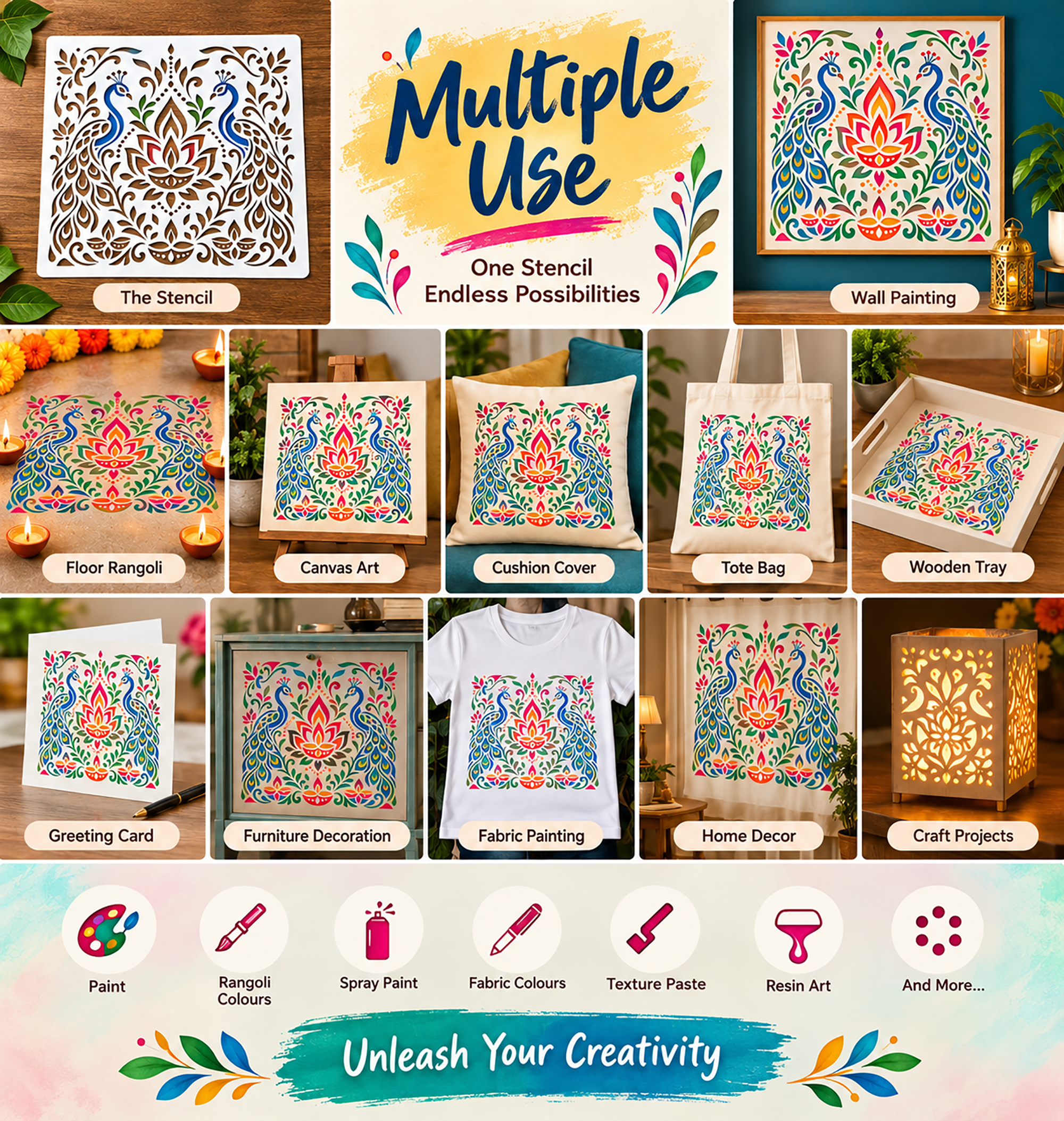 diwali painting stencil for traditional rangoli designs