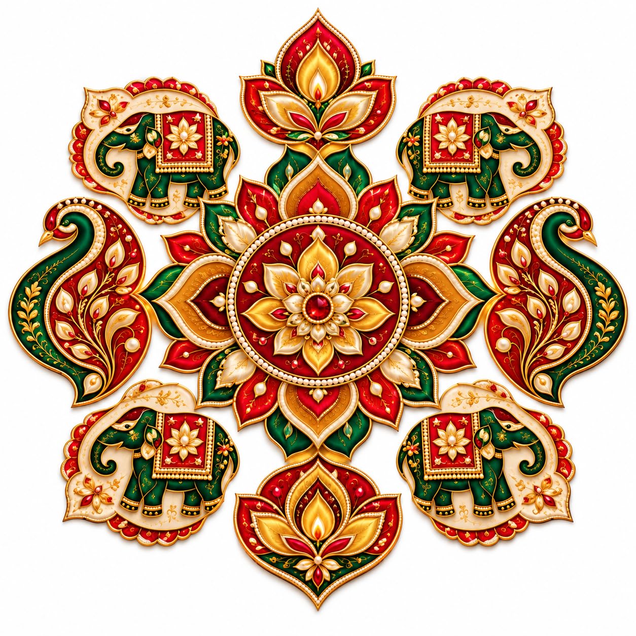 paisley rangoli design for Diwali