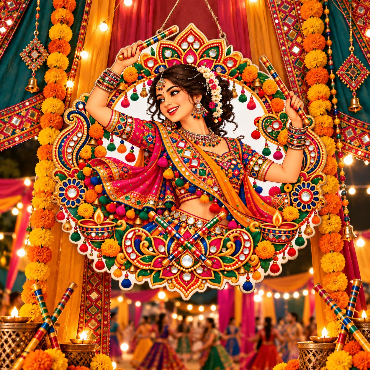 Indian folk dance wall hanging decor