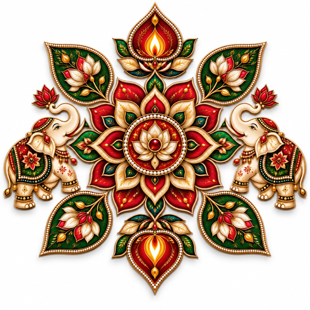 traditional Indian rangoli decoration set