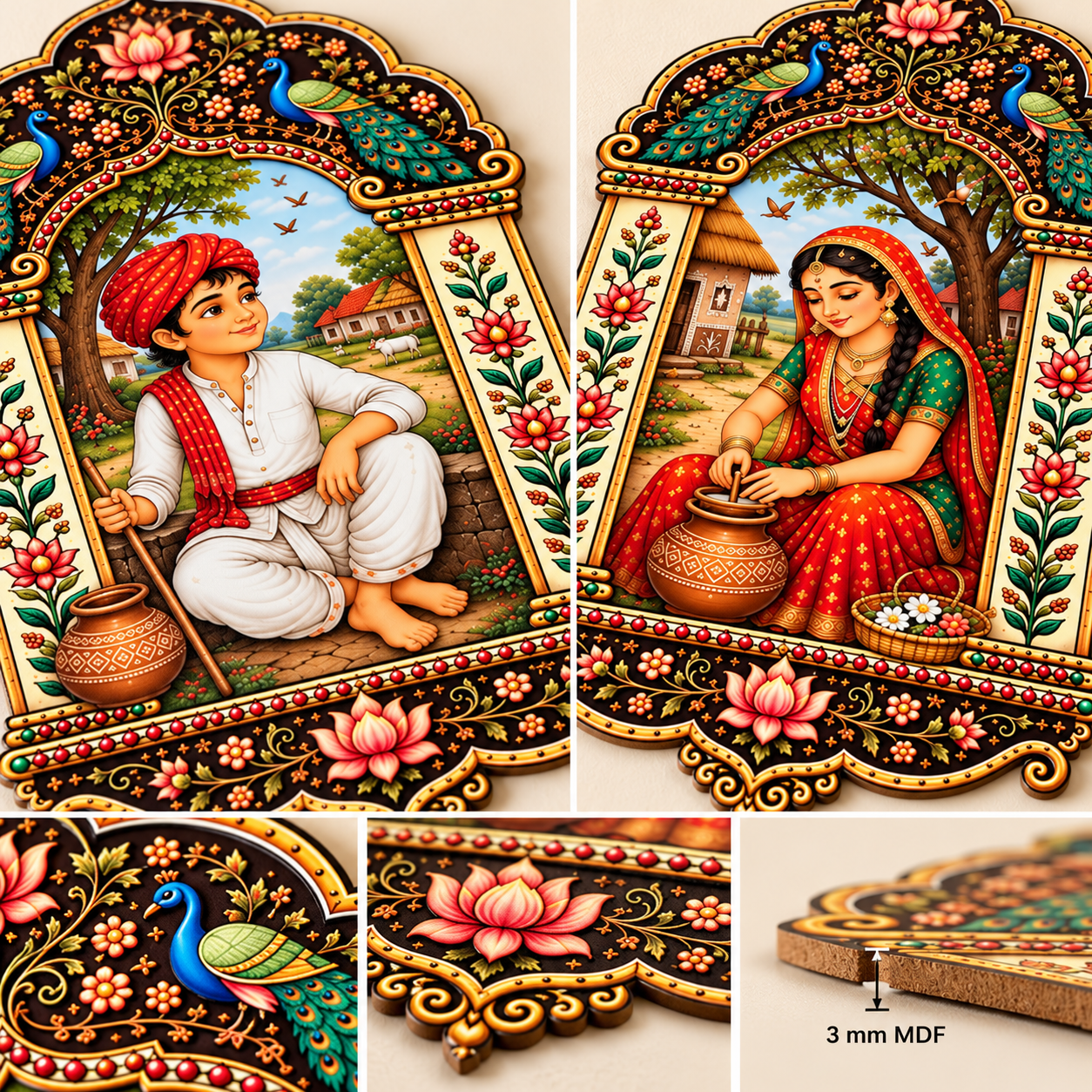 Lotus floral jharokha wall art for home decoration