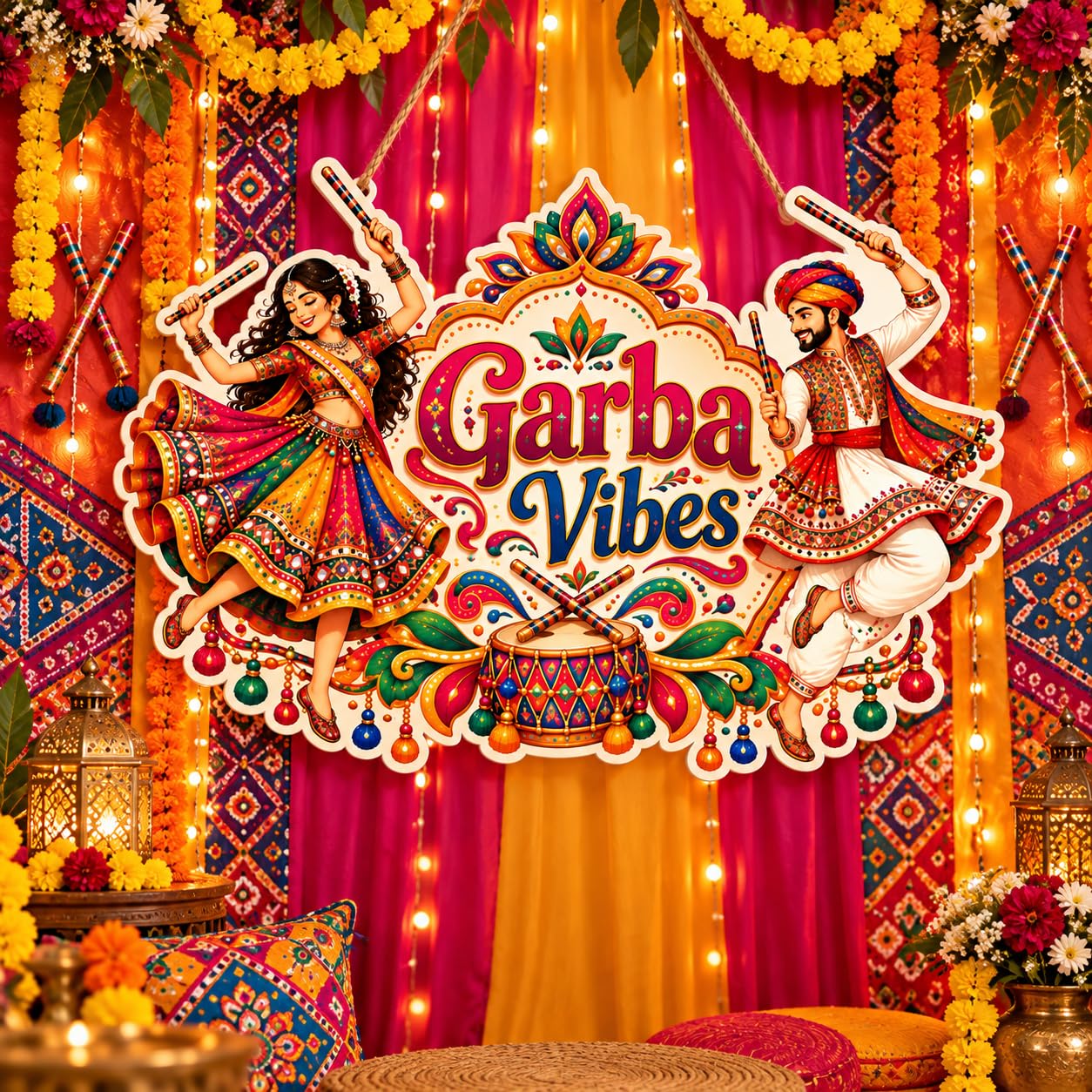 Dandiya Raas wall art for Navratri