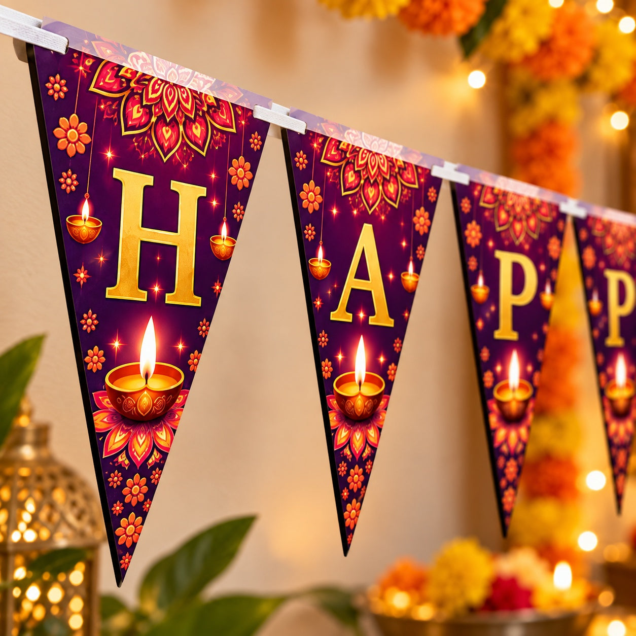 triangular bunting flags for festive decor