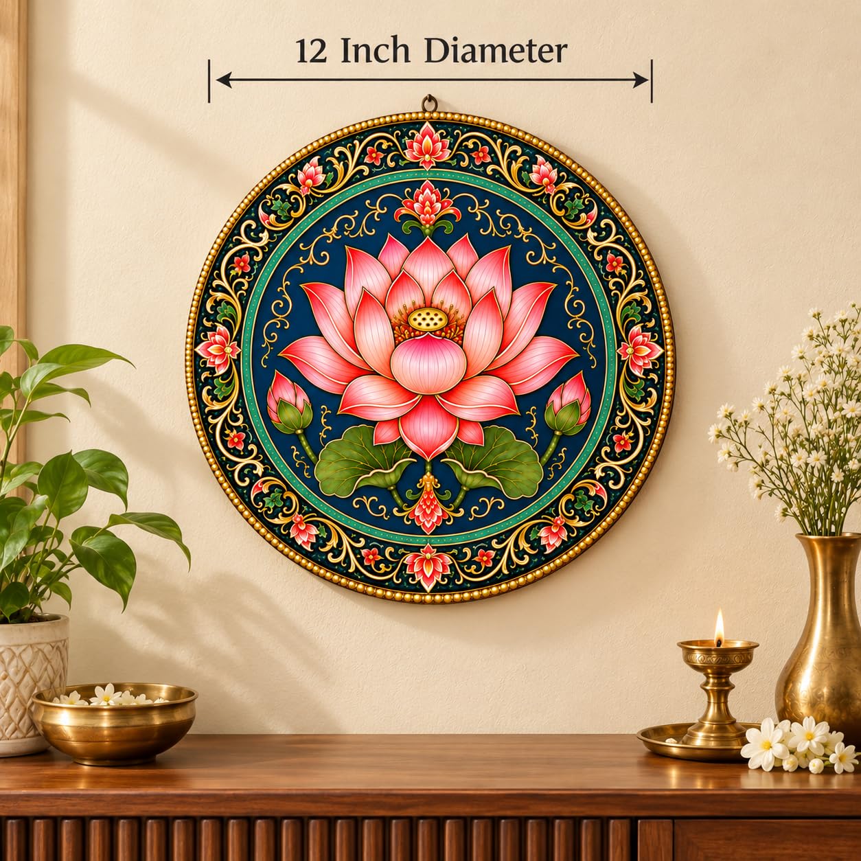 Lotus Mandala MDF Wall Decor for Home Entrance