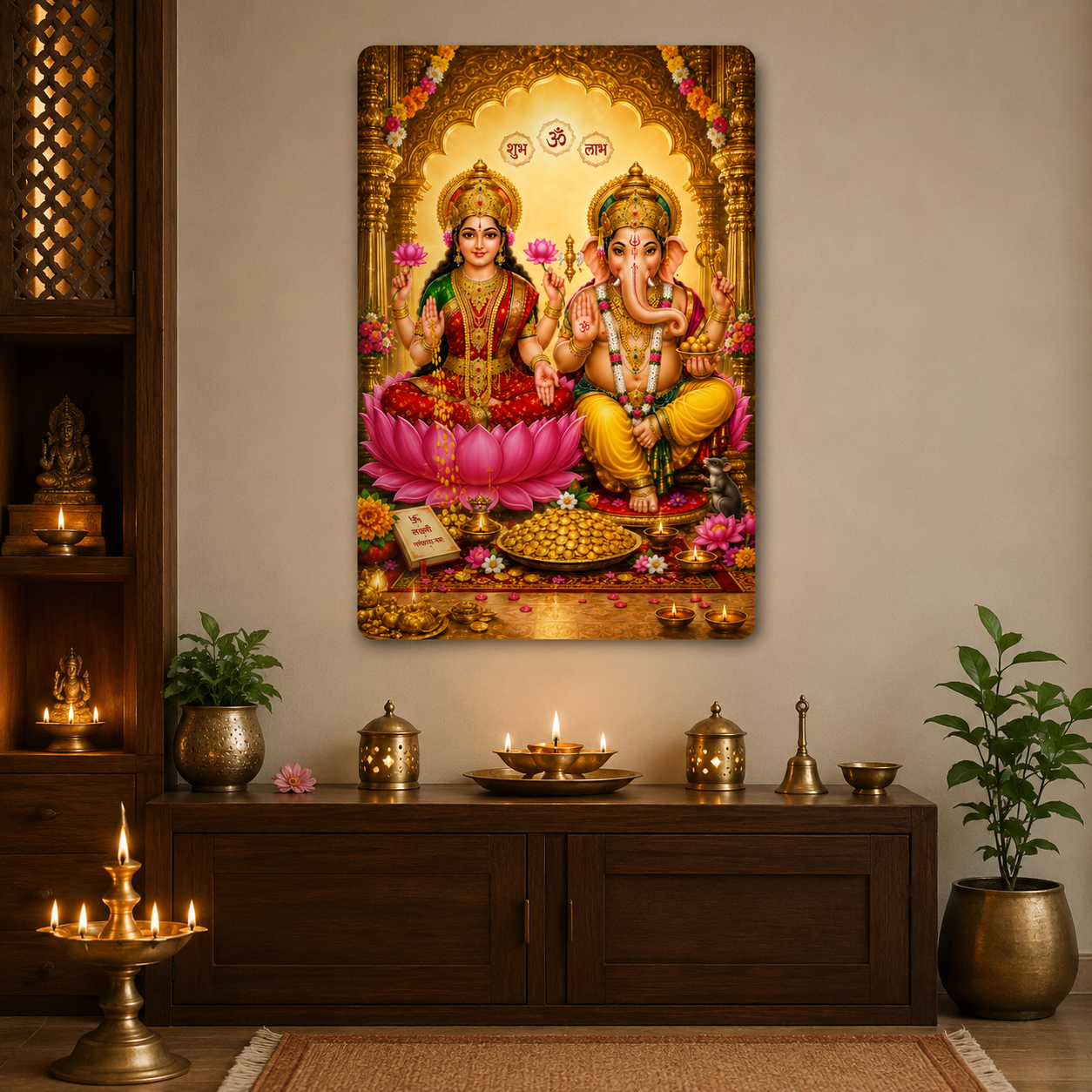 Lakshmi Ganesha spiritual wall art