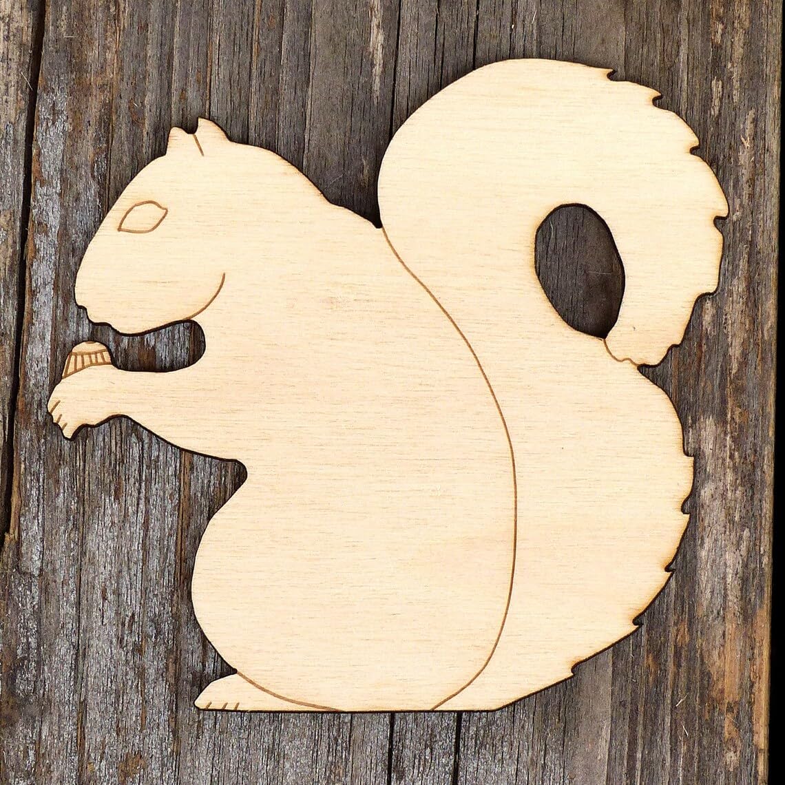 Cliths 10 Pcs Wooden Squirrel Eating Nut Craft Shapes Wildlife Rodent Woodland Decor MDF Animal Figures