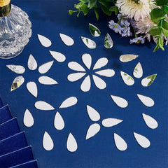 Cliths 150 Pcs Teardrop Shape Acrylic Mirror Tiles Non Adhesive for Wall Kids DIY Craft Project Decoration