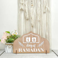 Cliths Ramadan Countdown Calendar Wooden Islamic Advent Calendar Table Decor Eid Celebration Gift