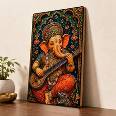 lord ganesha veena wall painting for home