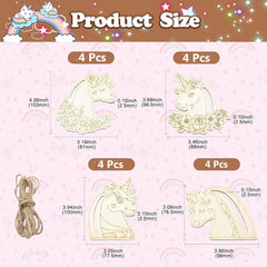 Cliths Pack of 20 Wooden Unicorn Head Cutouts Magical Craft Shapes DIY Graffiti Flower & Heart Decor Painting Blanks