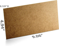 Cork board with dimensions labeled on a white background
