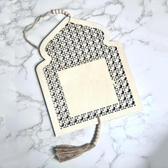 Cliths Ramadan Kareem Mosque Door Hanging Wooden Wall Art Eid Mubarak Decor Islamic DIY Craft
