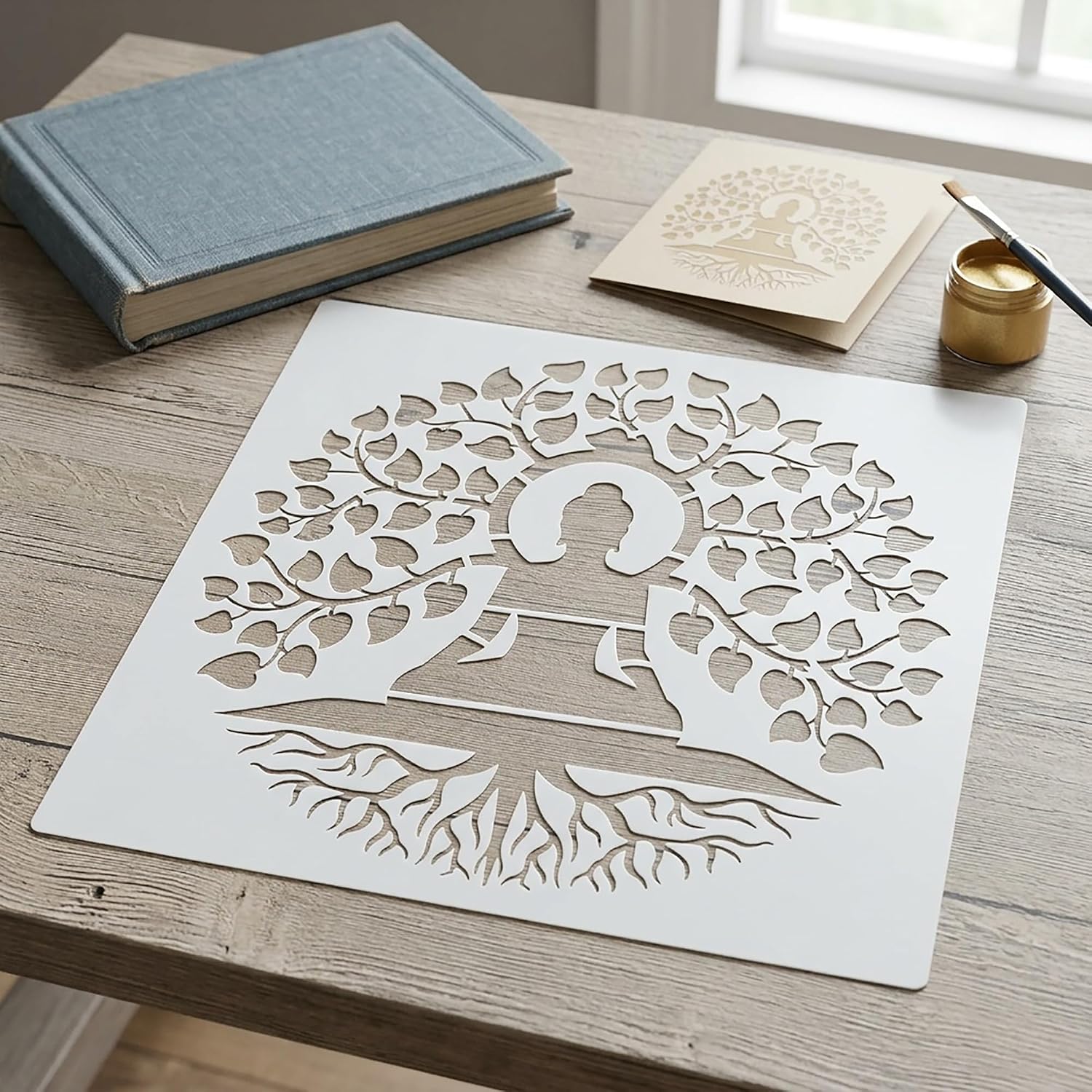 tree of life mandala stencil for wall painting