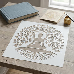 tree of life mandala stencil for wall painting