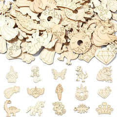Cliths Pack of 28 Wooden Cutouts Unicorn, Heart & Dinosaur Shapes MDF Craft Blanks for DIY Painting