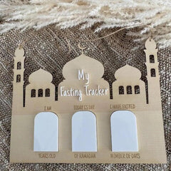 Cliths My First Ramadan Fasting Tracker Wooden Kids Chart DIY Paintable Islamic Gift Eid Decor Children's Activity
