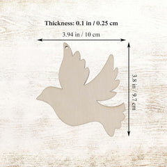 Wooden dove shape with measurements on a wooden background