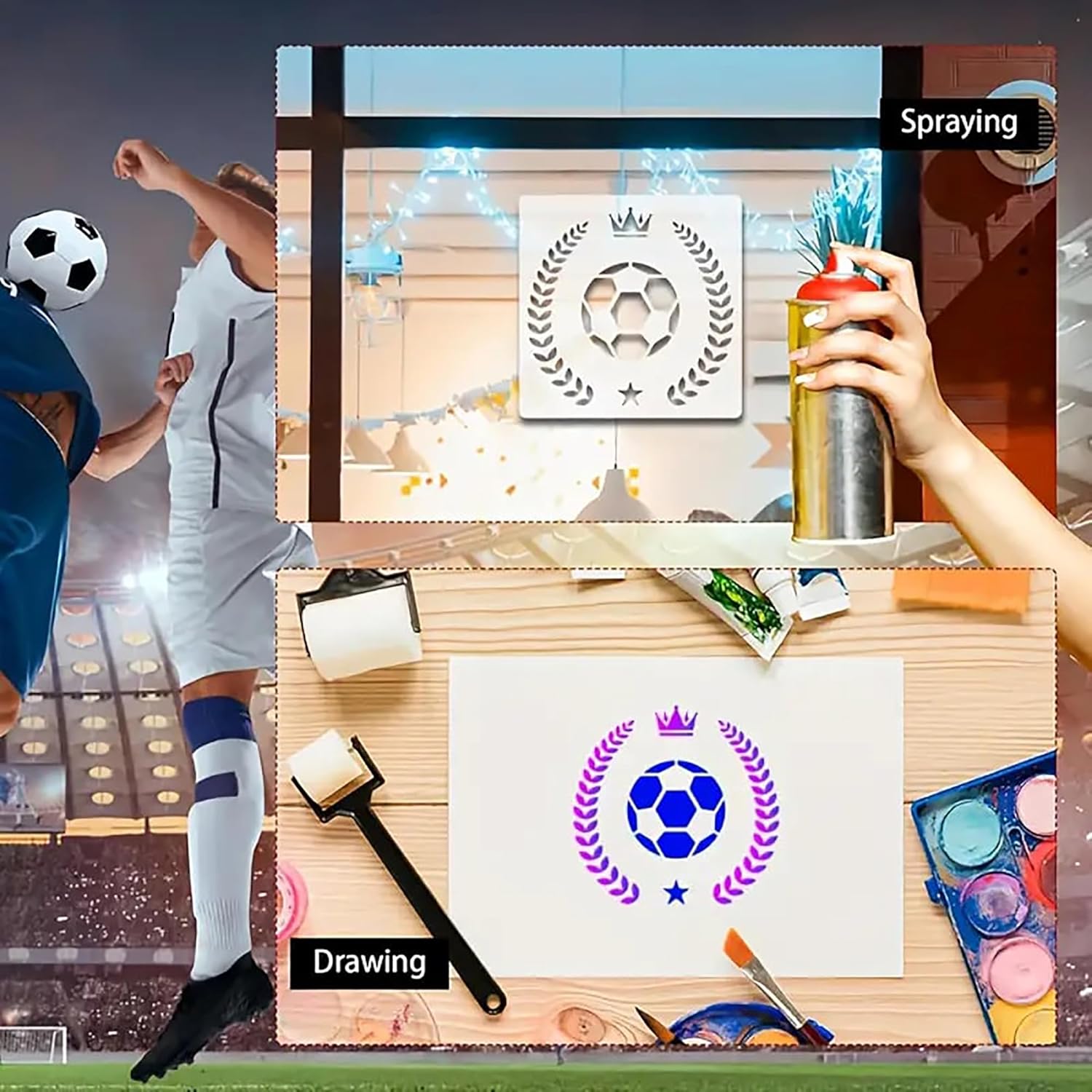 soccer star stencil designs