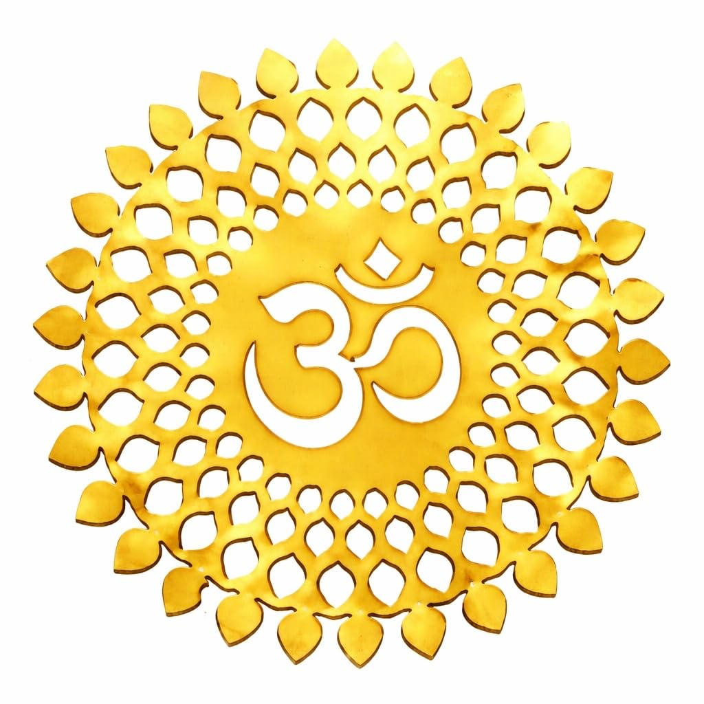 golden OM mandala wall art wooden decor for yoga meditation space