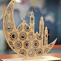 Cliths Wooden Ramadan Moon Decor Eid Mubarak Islamic Home Decor DIY Festive Gift Muslim Festival Craft