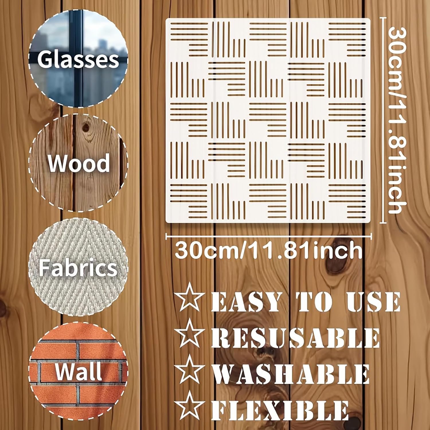 geometric line pet plastic stencil for acrylic painting
