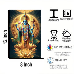 Decorative panel with a神像 design, size 12x8 inch, featuring waterproof, pre-drilled, weather-resistant, HD printing, and high-quality quality attributes.