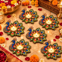 Diwali peacock diya holder for home decoration