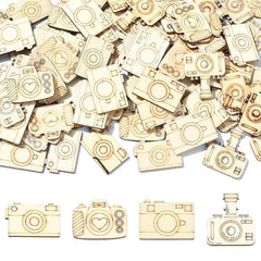 Cliths Pack of 20 Camera Wood Cutouts MDF Crafts DIY Photography Themed Decor Paintable Wooden Shapes
