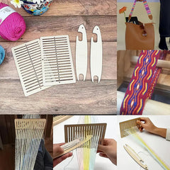 Cliths Wooden Weaving Loom Kit for DIY Craft Includes Rectangle Looms Shuttles Embroidery Yarn Loom Set for Beginners