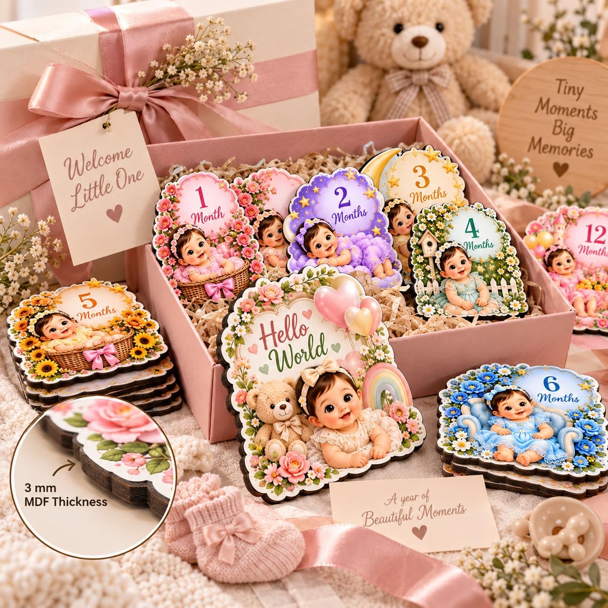 Wooden baby photo accessories for first year