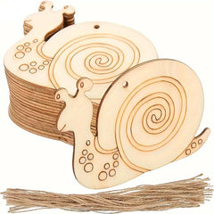 Wooden snail ornament with a tassel on a white background