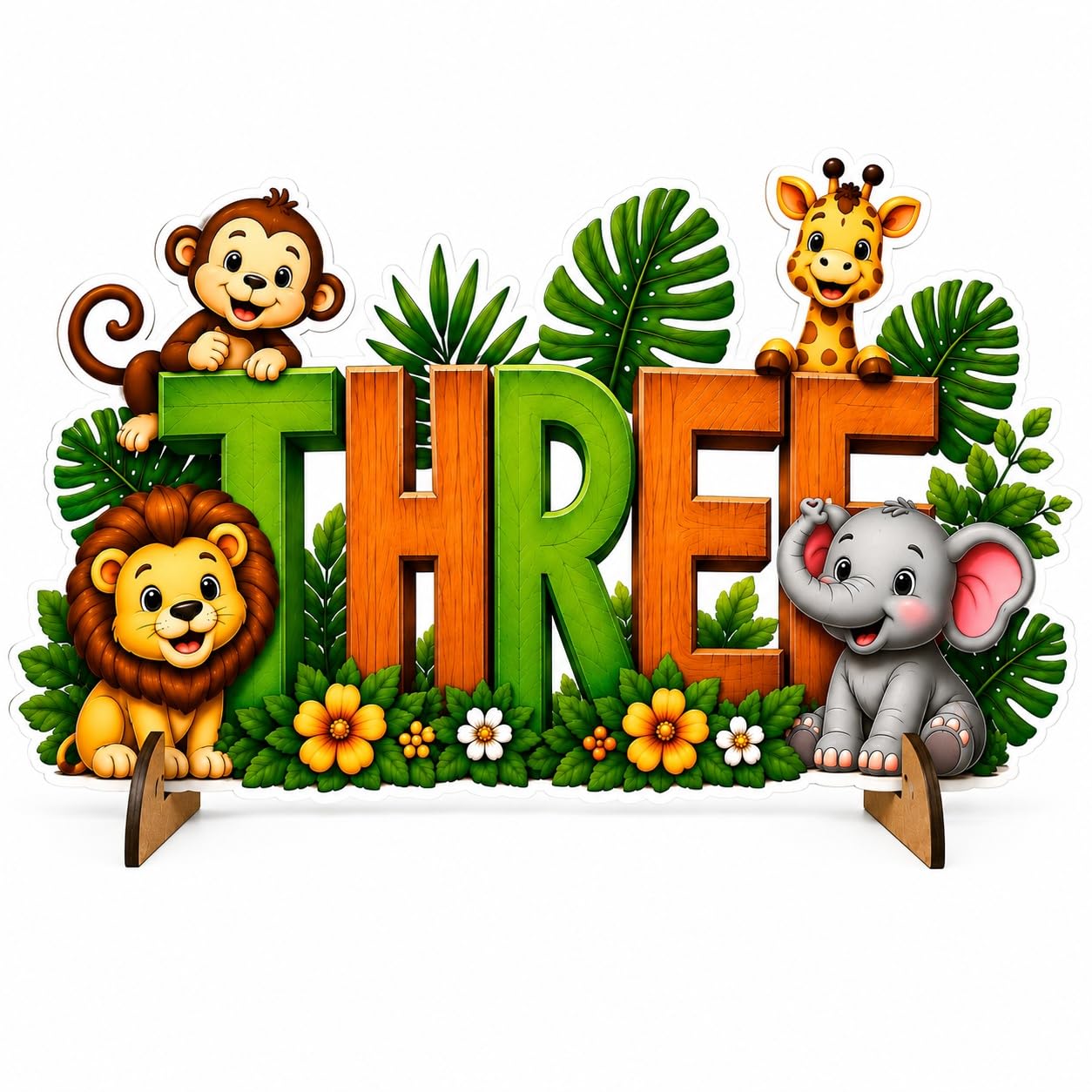 Printed MDF Three Birthday Sign