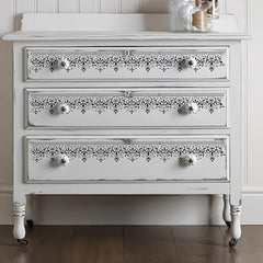 Cliths 2 Pcs Border Stencil Template for Painting Brocade Design Reusable Plastic Craft Templates for Wall Fabric Furniture Canvas Wood DIY Home Decor Projects