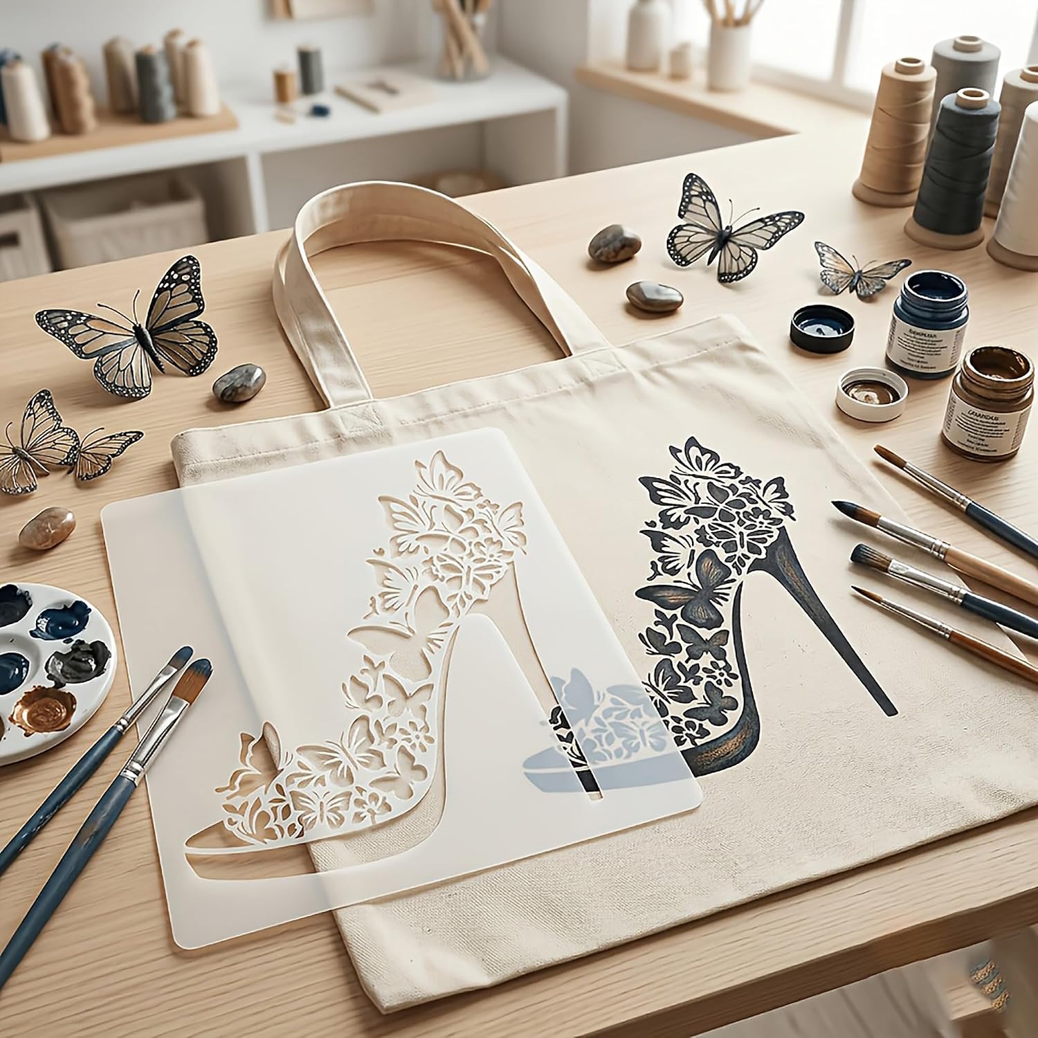 fashion themed stencil for furniture painting