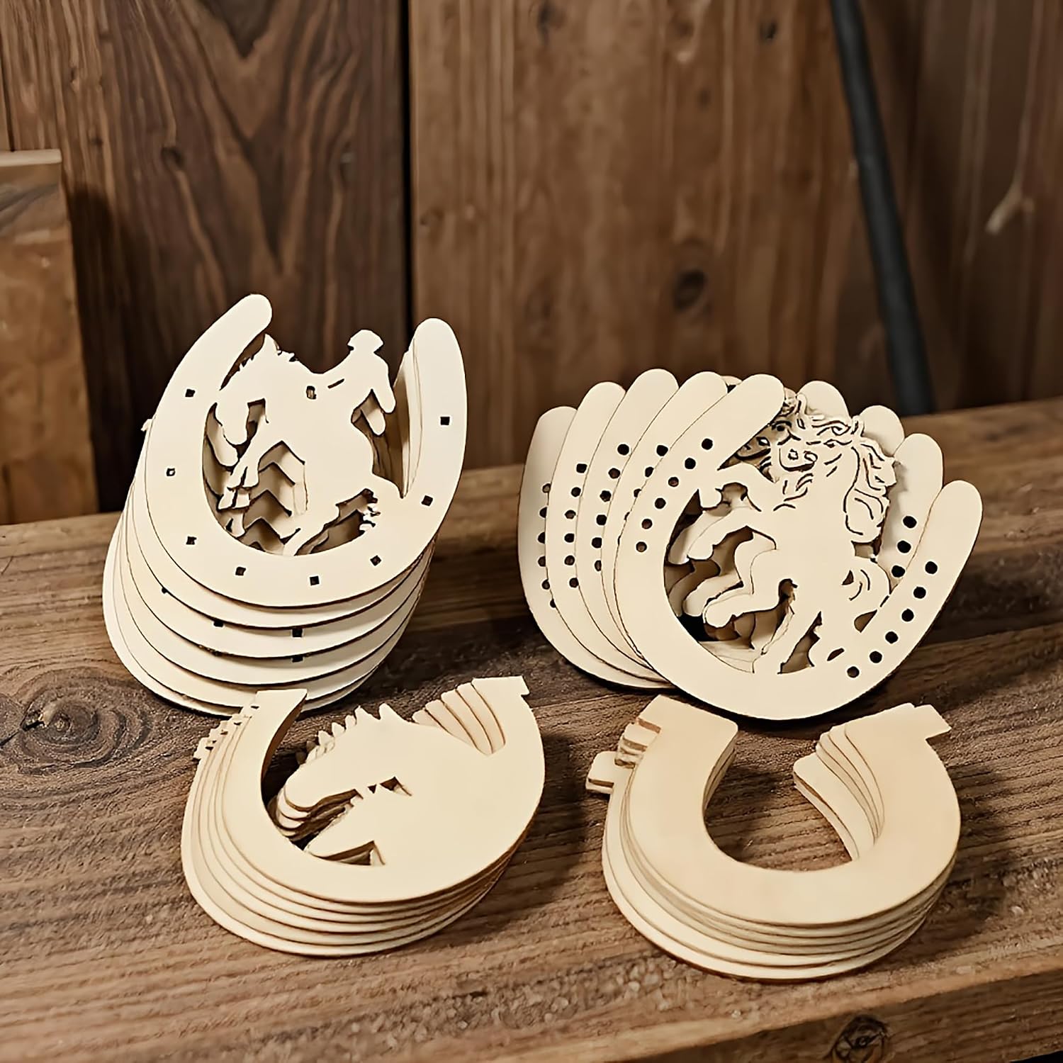horseshoe wood blank for acrylic and mandala art