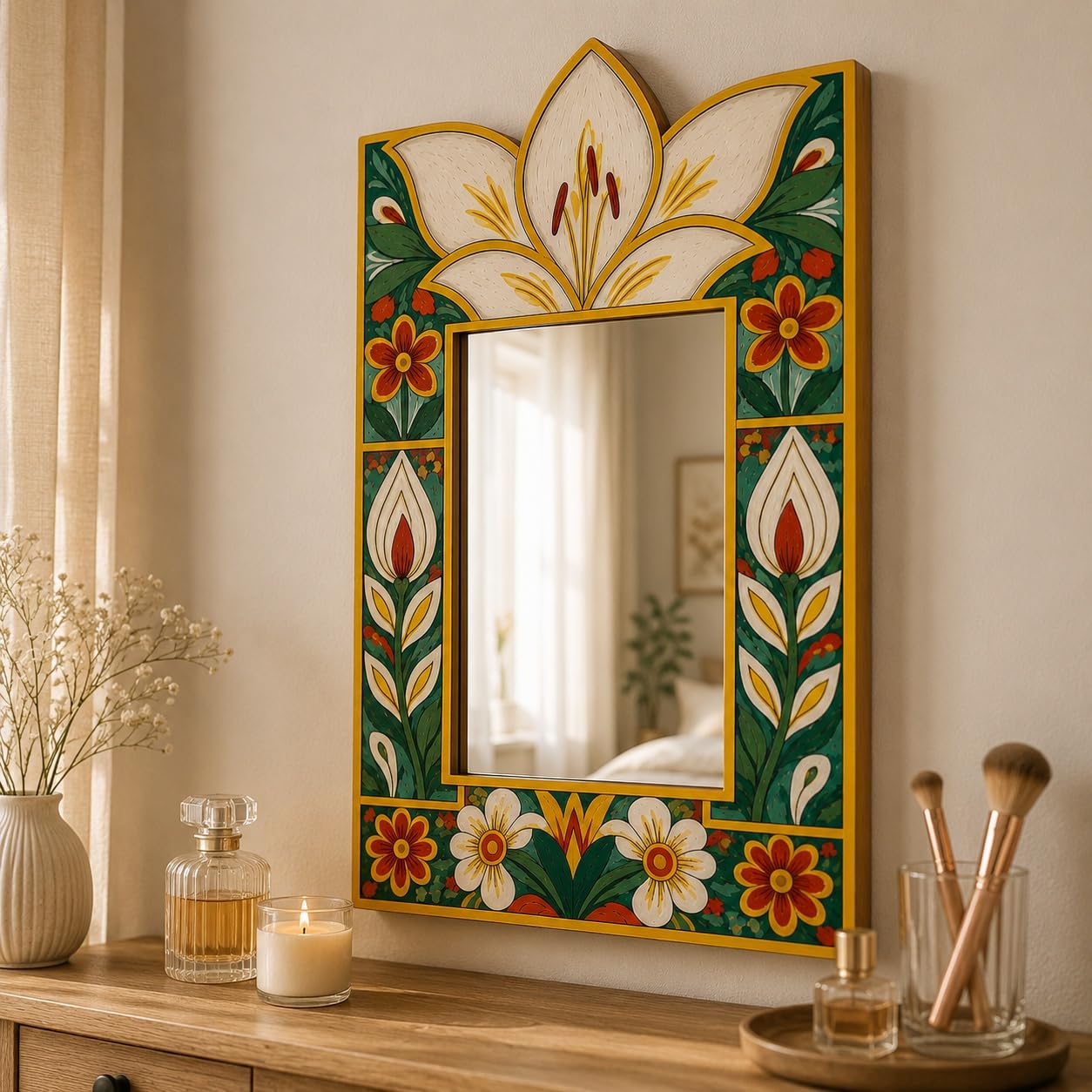 Mirror Wall Hanging for Pooja Room Decor