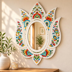 lotus floral acrylic mirror wall hanging