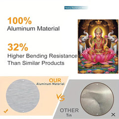 Cliths Laxmi Maa Wall Art Hindu Metal Print for Home, Office, Living Room Decor Divine Aluminum Frame with HD Waterproof Print, Festival Gift